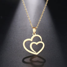 Load image into Gallery viewer, DOTIFI Stainless Steel Necklace For Women Man Hollow Double Heart Choker Pendant Necklace Engagement Jewelry