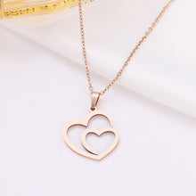 Load image into Gallery viewer, DOTIFI Stainless Steel Necklace For Women Man Hollow Double Heart Choker Pendant Necklace Engagement Jewelry