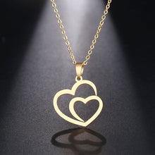 Load image into Gallery viewer, DOTIFI Stainless Steel Necklace For Women Man Hollow Double Heart Choker Pendant Necklace Engagement Jewelry