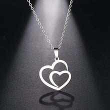 Load image into Gallery viewer, DOTIFI Stainless Steel Necklace For Women Man Hollow Double Heart Choker Pendant Necklace Engagement Jewelry